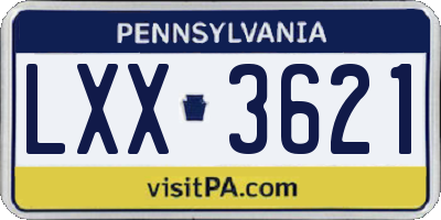PA license plate LXX3621
