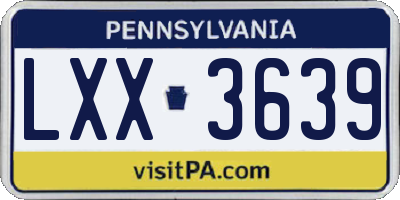 PA license plate LXX3639