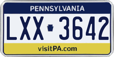 PA license plate LXX3642