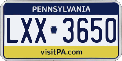 PA license plate LXX3650