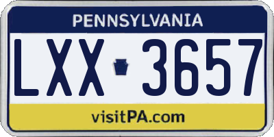 PA license plate LXX3657