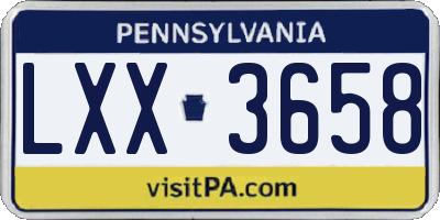 PA license plate LXX3658