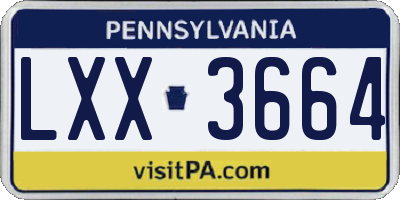 PA license plate LXX3664