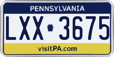 PA license plate LXX3675