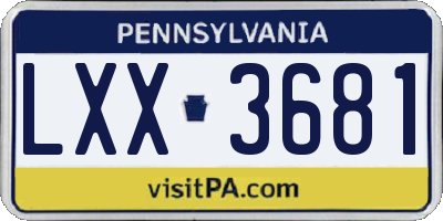 PA license plate LXX3681