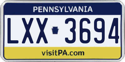 PA license plate LXX3694