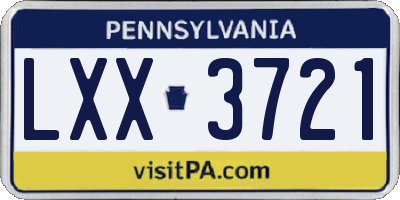 PA license plate LXX3721