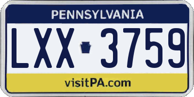 PA license plate LXX3759