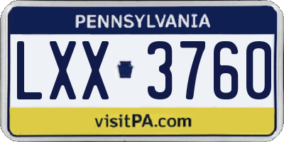 PA license plate LXX3760