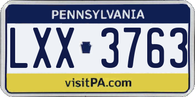 PA license plate LXX3763