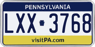 PA license plate LXX3768