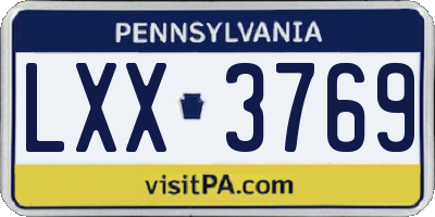 PA license plate LXX3769