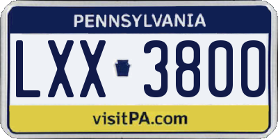 PA license plate LXX3800