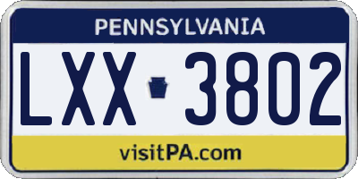 PA license plate LXX3802