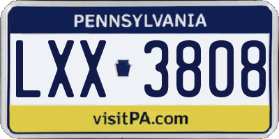PA license plate LXX3808