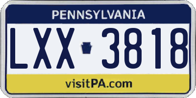 PA license plate LXX3818