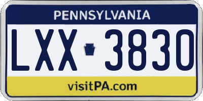 PA license plate LXX3830
