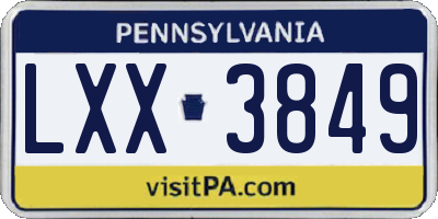 PA license plate LXX3849