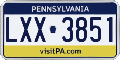 PA license plate LXX3851