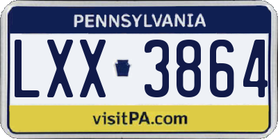 PA license plate LXX3864