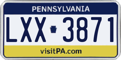 PA license plate LXX3871