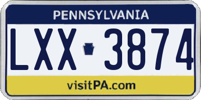 PA license plate LXX3874