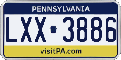 PA license plate LXX3886