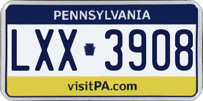 PA license plate LXX3908