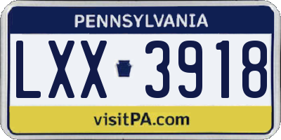 PA license plate LXX3918