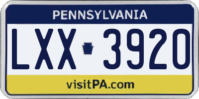 PA license plate LXX3920