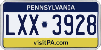 PA license plate LXX3928