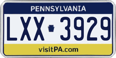 PA license plate LXX3929