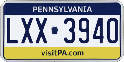 PA license plate LXX3940