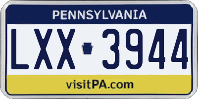 PA license plate LXX3944