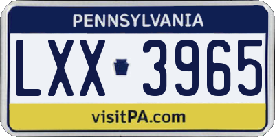 PA license plate LXX3965