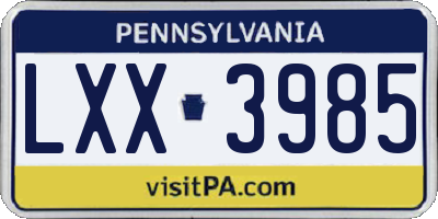 PA license plate LXX3985