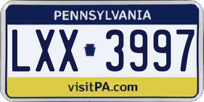 PA license plate LXX3997