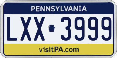 PA license plate LXX3999
