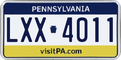 PA license plate LXX4011