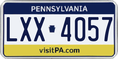 PA license plate LXX4057