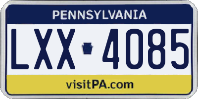 PA license plate LXX4085