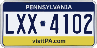 PA license plate LXX4102