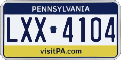 PA license plate LXX4104