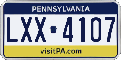 PA license plate LXX4107