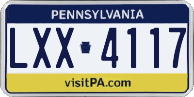 PA license plate LXX4117