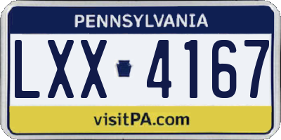 PA license plate LXX4167