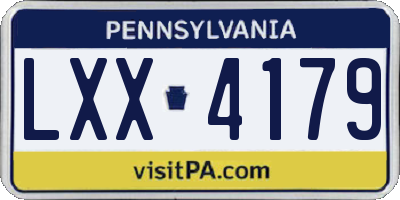 PA license plate LXX4179