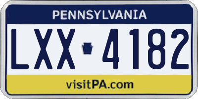 PA license plate LXX4182