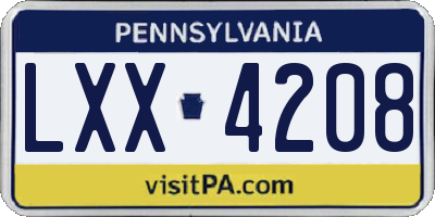 PA license plate LXX4208