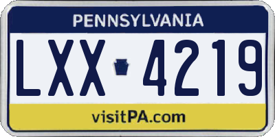 PA license plate LXX4219